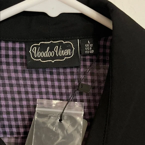 Voodoo Vixen Black and Purple Gingham Blouse - Picture 2 of 4